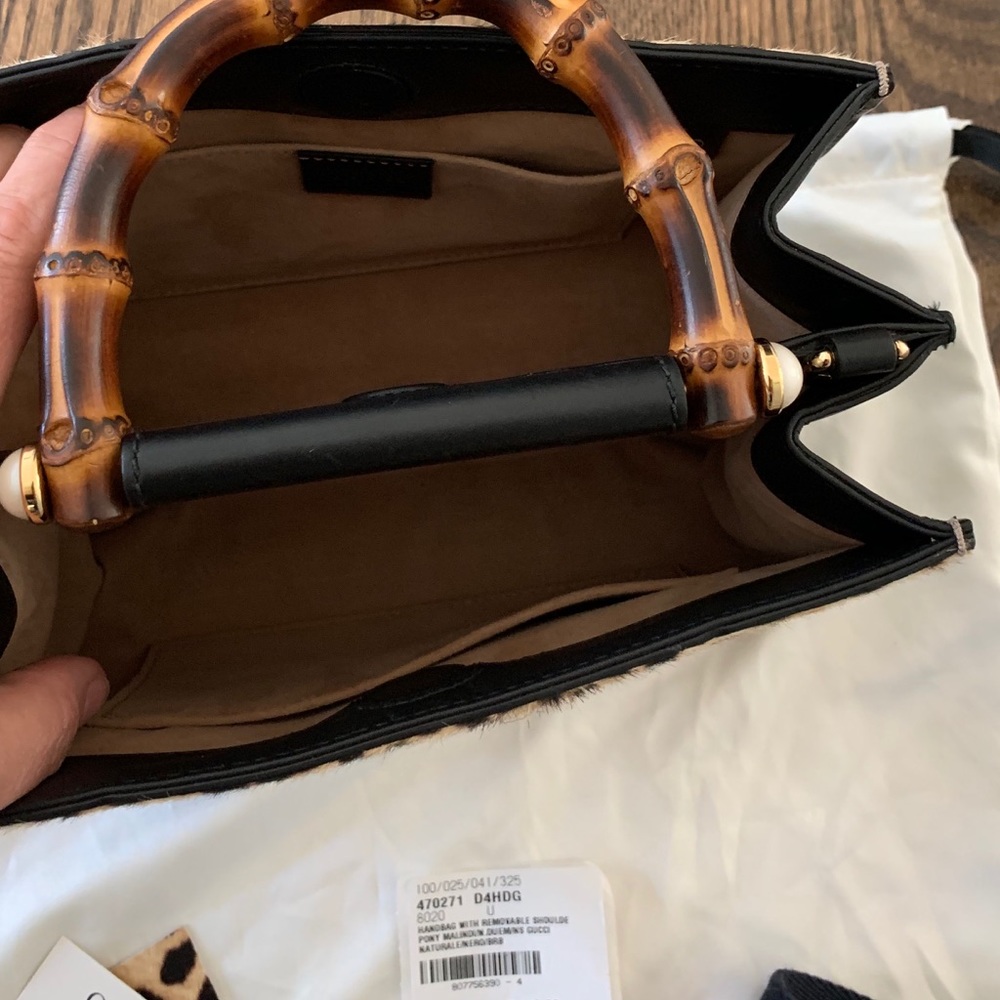 NWT! Gucci Nympheae Leopard bag with bamboo handle - Picture 4 of 5